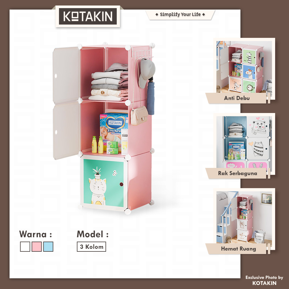 Kotak Baju Karakter 3 Pintu